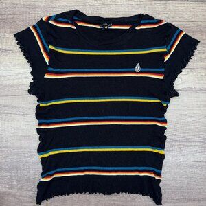 Girls Volcom Striped Short Sleeve Top Size 10